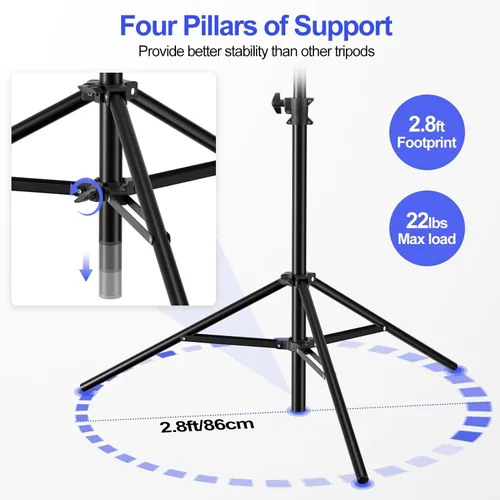 Vista 3 de EMART - Trípode de fotografía resistente de 13 pies para fotografía Air-Cushioned Aluminum Alloy Light Stand with 1/4'' and 3/8'' Screw