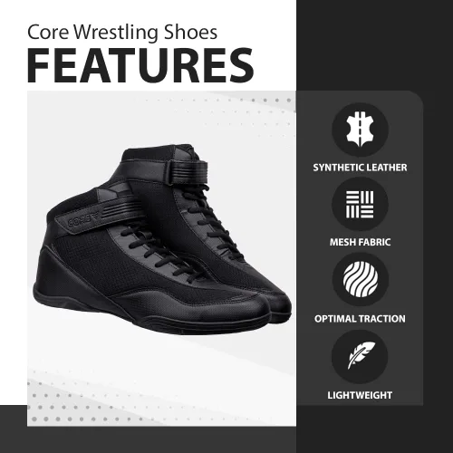 Vista 5 de CORE Zapatos de lucha Zapatos de lucha de alta tracción para hombres, mujeres, jóvenes y niños Zapatos duraderos para lucha libre, boxeo