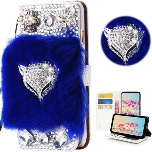 Vista 14 de Bling - Funda tipo cartera para teléfono compatible con Samsung Galaxy Z Fold 3 5G, elegante, diseño de zorro de lujo hecho a mano en 3D, funda