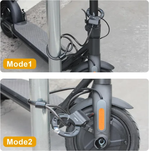 Vista 6 de Venzio Candado eléctrico para scooter con acero Q235 de 2.62 pies x 0.315 in (0.31 pulgadas), cerradura de bicicleta antirrobo resistente y llaves