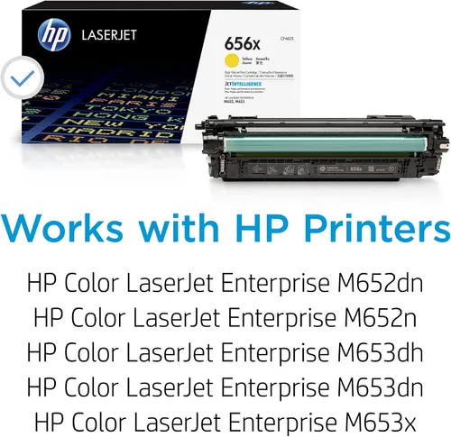 Vista 2 de HP Cartucho de tóner amarillo de alto rendimiento 656X Funciona Color LaserJet Enterprise M652, Serie M653 CF462X