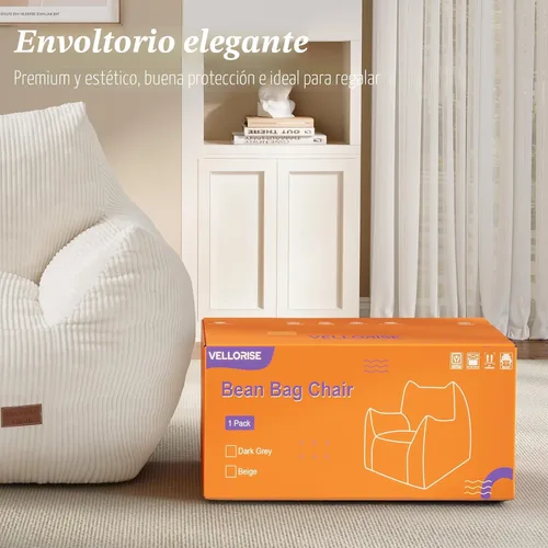 Vista 8 de Puf grande para adultos, ultra suave, para sala de estar Beige