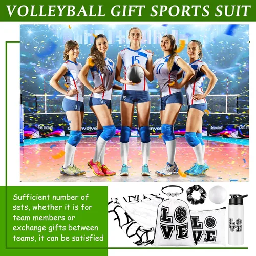 Vista 6 de Umigy El juego de 8 piezas con temática de voleibol para niñas incluye una bonita manta de felpa cálida de 50 x 60 pulgadas, bolsa de maquillaje