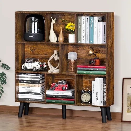 Vista 63 de LEYAOYAO Estantería de 5 cubos de 3 niveles con patas, estante negro menta para libros para niños, bonito organizador de almacenamiento, estantes