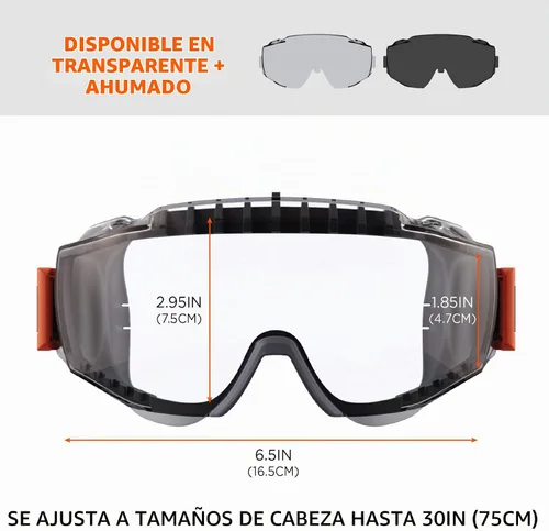 Vista 6 de Ergodyne Skullerz Modi - Gafas protectoras de seguridad OTG, ventilación indirecta, antiniebla, resistentes a los arañazos Lente Transparente