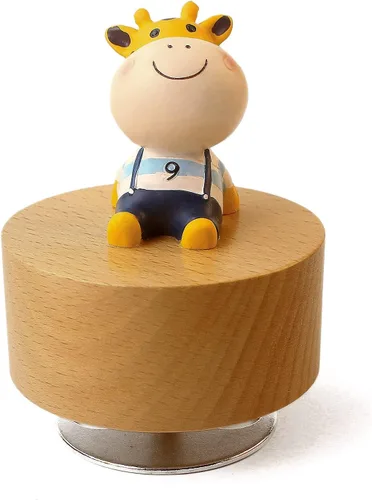 Vista 15 de SOFTALK Caja de música mecánica de madera con diseño de animal, con texto en inglés "You are My Sunshine", regalo para niños y niñas (oso)