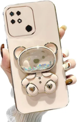 Vista 15 de Miagon Bear - Funda con soporte para espejo para Xiaomi Redmi A1, Quicksand Glitter Electroplated Soft TPU Protector Slim a prueba de golpes