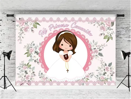 Vista 3 de My First Communion Girl Bautismo Fotografía Fondo Dios bendiga bautismo Mi Bautizo Decoración telón de fondo de estudio fotográfico de vinilo