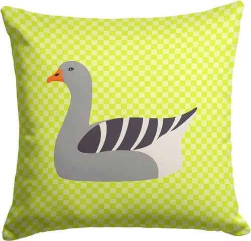 Vista 221 de Caroline's Treasures BB8163PW1414 Beltsville - Almohada decorativa de tela a cuadros pequeños, color blanco, pavo y gallina azul, lavable a máquina
