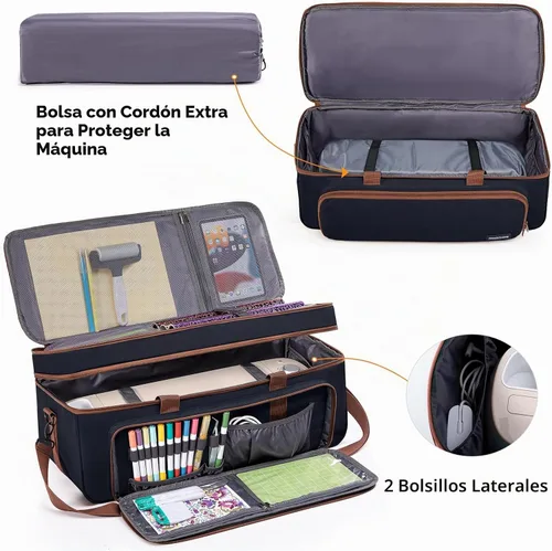 Vista 5 de IMAGINING Estuche de transporte para Cricut Maker 3, Maker 4, Bolsa de máquina de doble capa con cubierta para Cricut Explore 4, Explore 3, Explore