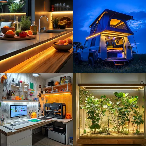 Vista 4 de Tira de luces LED USB de 5 V, tira de luces LED flexibles de 3.28 pies con autoadhesiva, tiras de luz regulables 2800K-6500K para impresora 3D