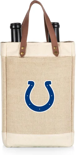 Vista 29 de PICNIC TIME NFL Pinot - Jute 2 Bottle Insulated Wine Bag - Wine Tote Bag - Wine Gift Bag, (Beige)