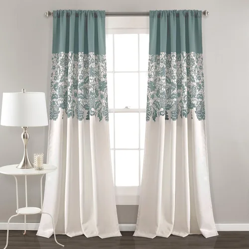 Vista 18 de LUSH DÉCOR Azul Marino Cortinas con Estampado Estate Garden de Lush Decor con Filtro de Luz, Juego de Paneles para Ventana para Sala, Comedor