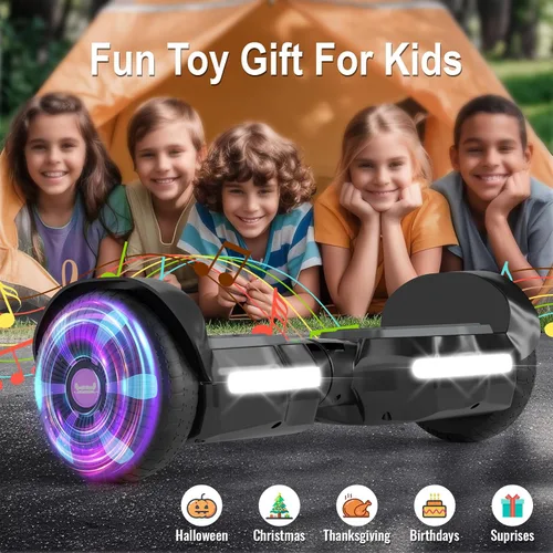 Vista 7 de Scooter, luces LED Bluetooth y Corlorful, potencia de rango de 7.5 mph y millas por motor dual de 250 W, regalos para niños y adultos, niñas y niños