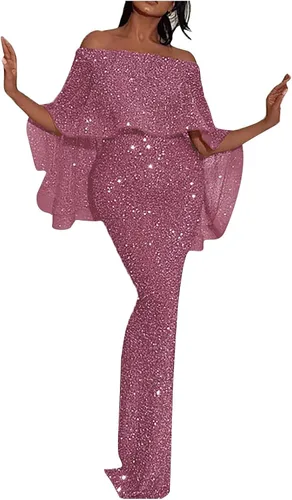 Vista 8 de Vestidos de cóctel para mujer, sexy, color sólido, con lentejuelas, cruzado, con abertura, para fiesta, cóctel, graduación, vestido de invitada