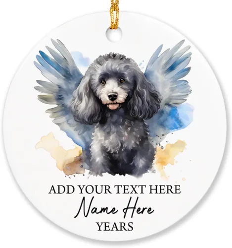 Vista 37 de Airedale Terrier - Adorno personalizado de alas de ángel para perro, regalo de pérdida de condolencias de mascotas, adorno de Navidad conmemorativo