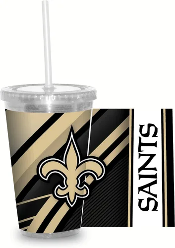 Vista 19 de Vaso transparente de fútbol NFL de 16 onzas con popote para fanáticos de la NFL