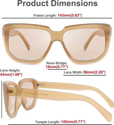 Vista 6 de FEISEDY B2717 - Gafas de sol cuadradas retro para mujer