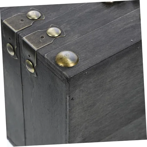 Vista 9 de Joyero vintage pirata con tapa con bisagras, almacenamiento de recuerdos de madera, organizador retro para joyas y recuerdos, diseño antiguo