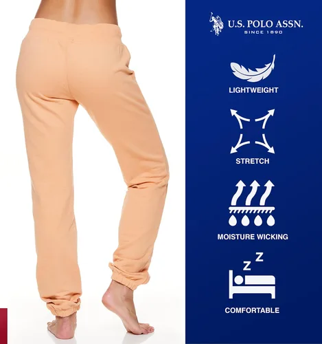 Vista 3 de U.S. Polo Assn. Pantalón pijama deportivo para mujer, esencial, de felpa francesa para dormir, descansar o correr
