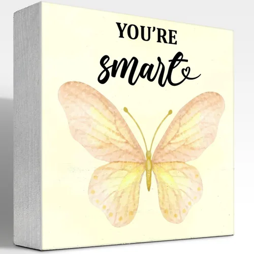 Vista 7 de Regalo inspirador, letrero de madera con texto en inglés "You're Brave Girl Positive Affirmations", decoración de escritorio motivacional con diseño