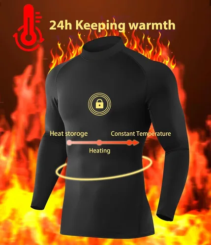 Vista 3 de Paquete de 5 o 4 camisas de compresión térmica para hombre, forro polar, manga larga, capa base atlética, equipo de entrenamiento para clima frío