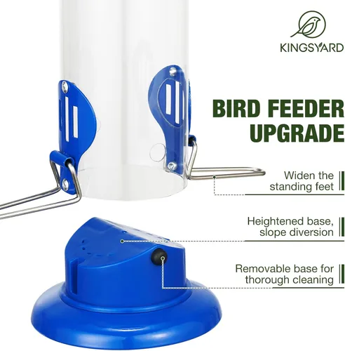 Vista 2 de Kingsyard Alimentador para Azulejos Mejorado para Colgar al Aire Libre, Tubo de Metal para Gusanos de la Harina con Percha Ensanchada para Pájaros