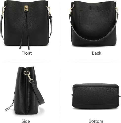 Vista 7 de BOSTANTEN Bolsos de cuero para mujer, bolsos de mano de diseñador para mujer, bolso cruzado de hombro para el trabajo diario, Bolsas de cubo