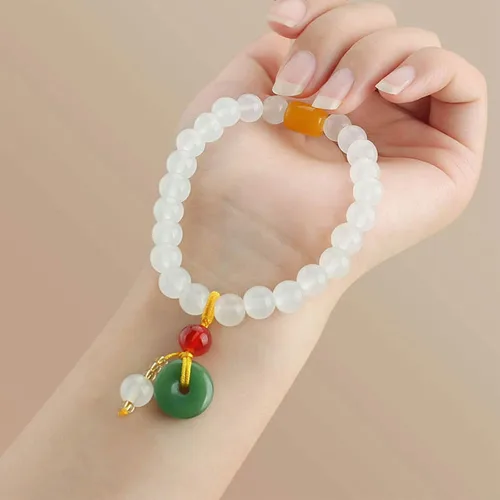 Vista 2 de Dcfywl731 Pulsera de piedra de jade natural hecha a mano para mujer, pulsera de mariposa de jade para mujer, ajustable, verde hetian jade, regalo