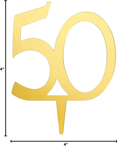 Vista 2 de Darice VL350NUM Espejo Acrílico Número 50 Decoración para Pasteles, Dorado, 4 Pulgadas