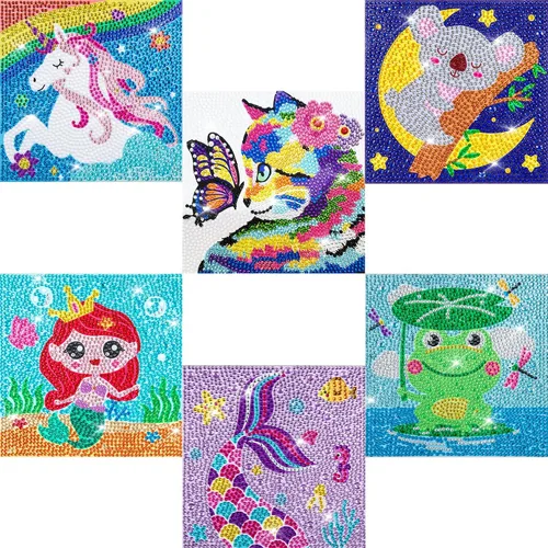 Vista 12 de Labeol Kits de arte de diamantes para niños, manualidades para niñas de 6 a 8 a 10 a 12 años, fáciles de hacer tú mismo, creativas calcomanías