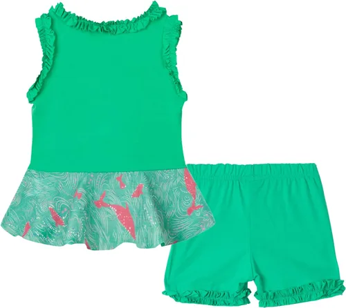 Vista 20 de LittleSpring Conjunto de verano para niñas con camiseta sin mangas y pantalones cortos florales