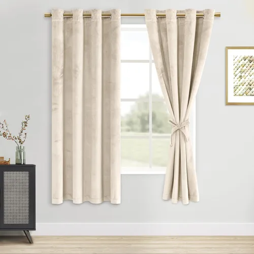 Vista 75 de DWCN - Juego de 2 paneles de cortina de terciopelo con ojales negros, tratamiento de ventanas con aislamiento térmico, apilables, decoración moderna