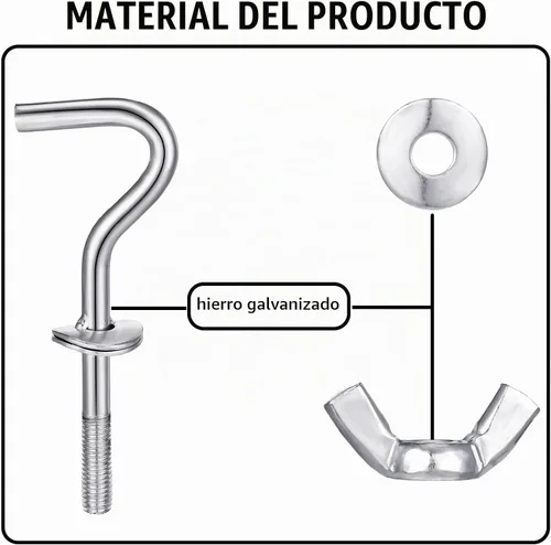 Vista 3 de Therwen Kit de 8 piezas de accesorios para hamaca de alta resistencia, gancho de rosca de repuesto, perilla de mano para columpio, patio, base