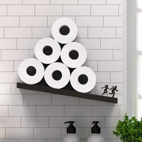 Vista 5 de Artori - Estante flotante de papel higiénico – Decoraciones de pared de baño, soporte de papel higiénico de pared inclinado, organizador