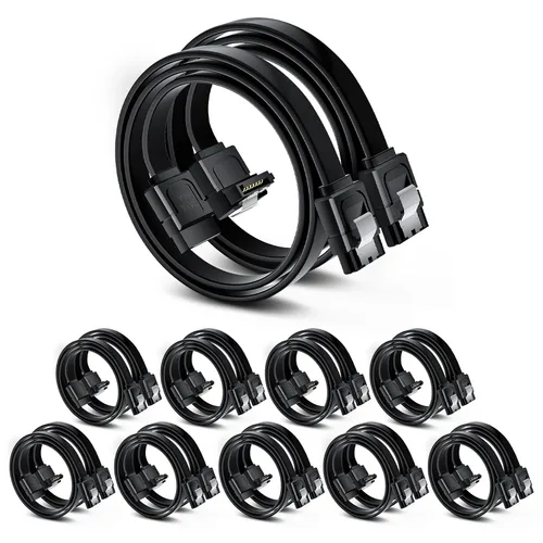 Vista 8 de BolAAzuL - Juego de 2 cables SATA III de ángulo recto y recto, cables de datos SATA de 90 grados + cable SATA 3 de recto a recto, cable SATA