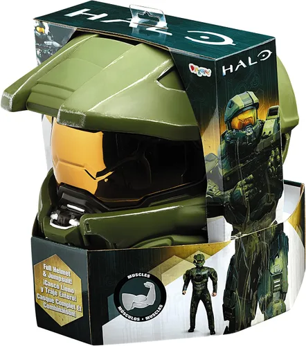 Vista 4 de Disfraz de Disguise de Jefe Maestro de Halo de alta calidad con músculos para hombre adulto