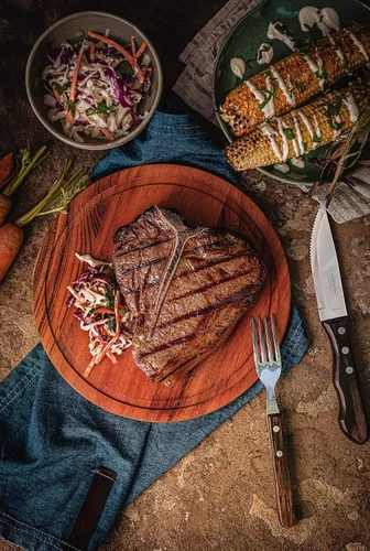 Vista 7 de Tramontina Churrasco - Juego de cuchillos para carne jumbo de 5 pulgadas, 4 piezas, color marrón