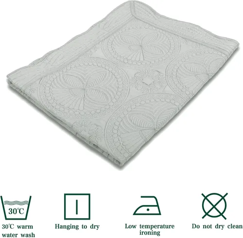 Vista 3 de MONOBLANKS Manta de Edredón de Bebé Personalizada Monograma Ligera con Relieve Escalonado para Todas las Estaciones (Gris)