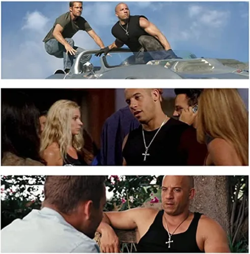 Vista 8 de Tencent Dominic - Collar con colgante de cruz de Toretto de acero de titanio, collar de hip-hop, regalo para hombres y mujeres, fanáticos