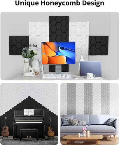 Vista 4 de Kuchoow Paneles de pared insonorizados, paneles autoadhesivos a prueba de sonido para paredes, paquete de 12 paneles de absorción de sonido de alta