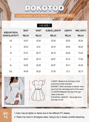 Vista 6 de Dokotoo Vestido largo para mujer, manga farol, cuello cuadrado, lazo sin espalda, vestido sexy con volantes, cintura elástica, acampanado, mini