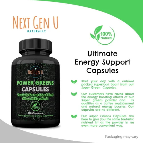 Vista 3 de Super Greens - Apoyo al sistema inmunológico - 500 mg 120 cápsulas veganas - Superalimentos para refuerzo diario - Mezcla cetogénica saludable