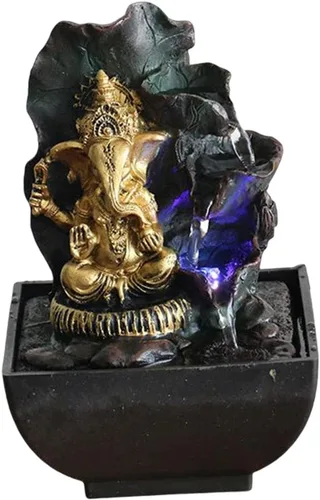Vista 7 de Gralara Ganesha - Estatua de mesa, fuente de mesa, escultura de elefante, figuras de elefante hechas a mano para bar, cafetería, acento decorativo