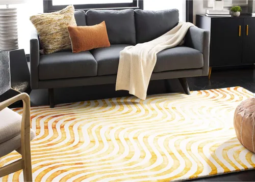 Vista 2 de SAFAVIEH Dip Dye Collection DDY822A - Alfombra de lana de primera calidad, hecha a mano, 3 x 5 pies, color marfil y terracota
