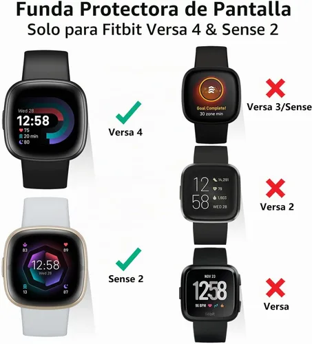 Vista 2 de Tobfit Funda protectora de pantalla para Fitbit Sense 2 / Fitbit Versa 4, TPU chapado en suave alrededor de la cubierta protectora sensible al tacto