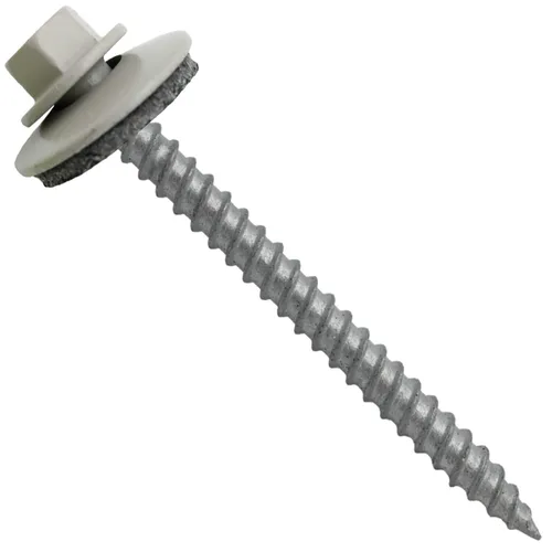 Vista 24 de 12 tornillos para techos de metal gris ABC de 2-1/2 pulgadas, cabezal de arandela hexagonal, arranque automático/roscado, arandela EPDM. 1 bolsa