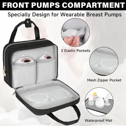 Vista 4 de Bolsa portátil para extractor de leche con compartimento refrigerador, compatible con Momcozy M5/S12 Pro, Elvie y Medela Pump con estilo, funda