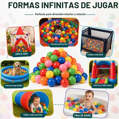Vista 4 de Ball Pit Balls, Bright & Pastel Multicolor Plastic Balls For Kids Brillante