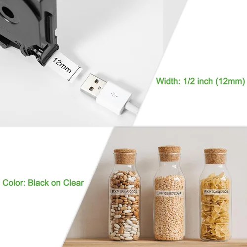 Vista 3 de Labelife Paquete de 5 cintas TZe TZ de 0.47 pulgadas laminadas transparentes TZe-131 de repuesto para Brother Label Maker Tape Clear TZe131 TZ-131